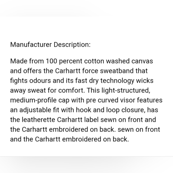 NWOT Carhartt Spring 2023 canvas cap terracotta sweat wicking logo baseball hat - Picture 12 of 12